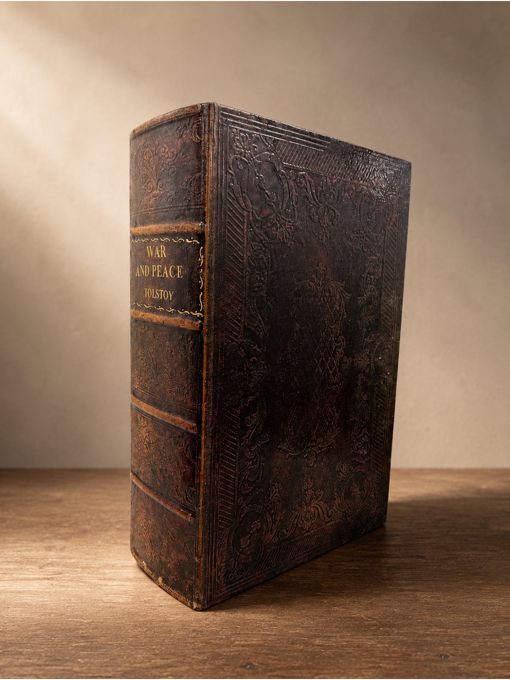 War and Peace Tolstoy Faux Book Storage Box Secret Hidden Compartment 14.5”